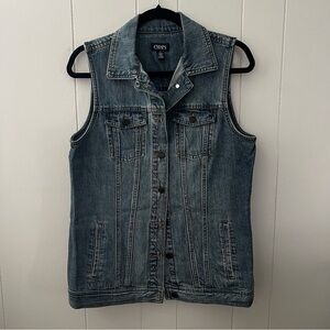 Chaps denim jean jacket vest vintage blue wash size medium